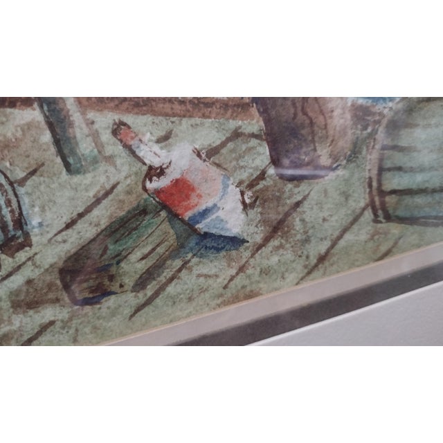 Cerulean Late 20th Century Maxwell Mandell Fishing Cove Watercolor Painting For Sale - Image 8 of 10