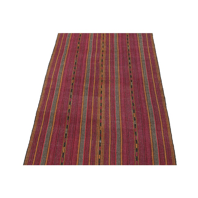 1950s 1950s Vintage Palas Persian Kilim in Pink and Ochre Stripes, From Rug & Kilim - 2'11''x10'11'' For Sale - Image 5 of 7