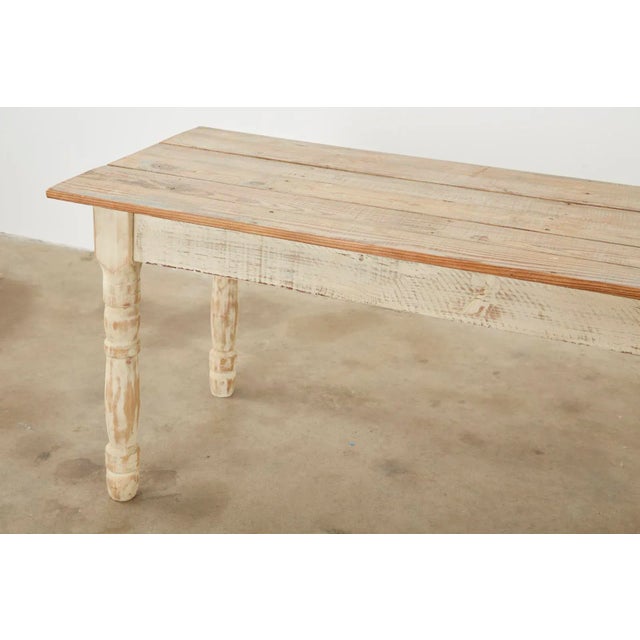 Wood American Country White Painted Pine Farmhouse Dining Table For Sale - Image 7 of 13