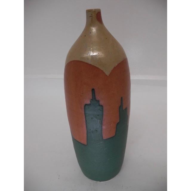 Vintage Studio Pottery Vase With Three-Color Glaze Design For Sale - Image 13 of 14