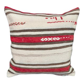 Turkish Hemp Pillow Cushion Natural Beige Red Cushion Cover 20"x20" For Sale