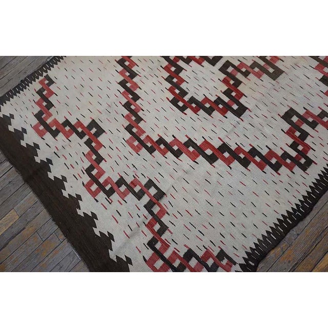 1930s Beige Medallion Antique American Navajo Rug 5' X 6'10" Flatweave Wool Carpet For Sale - Image 11 of 13