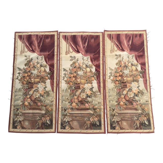 Early 20th Century French Attributed Aubusson Tapestry Wall Panels, Set of Three For Sale