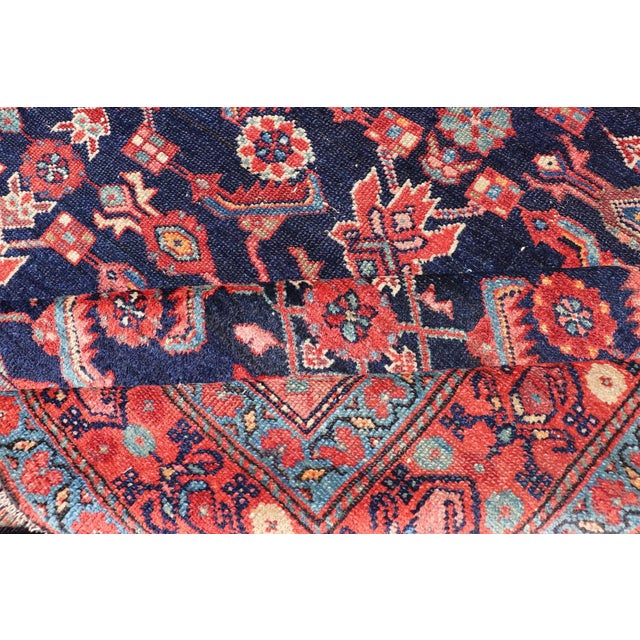 Antique Persian Malayer Rug With Colorful Geometric All-Over Design in Dark Blue 5'1 X 6'8 For Sale - Image 14 of 15