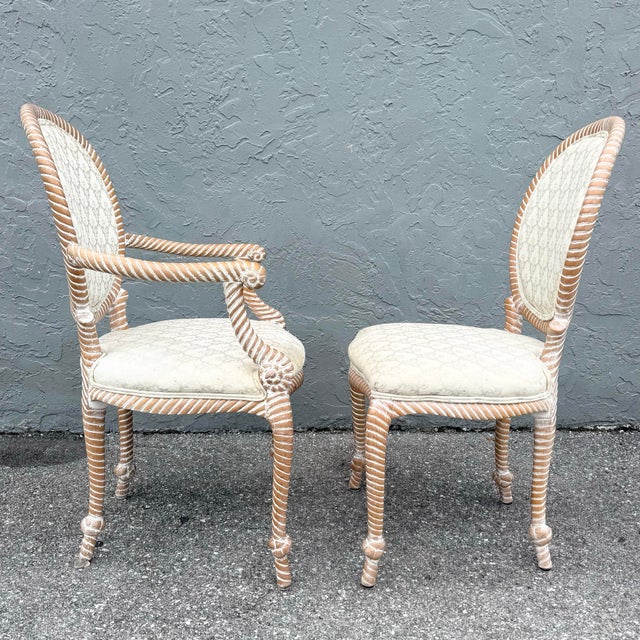 Vintage French Provincial Carved Rope Dining Chairs - Set of 4 For Sale - Image 4 of 9