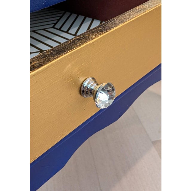 Wood *Custom* Vintage Blue Gossip Bench / Accent Table For Sale - Image 7 of 10