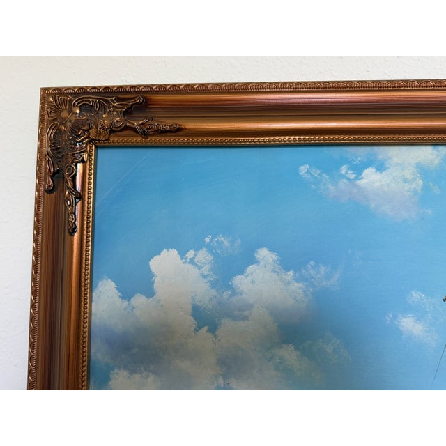 Large Original Vintage Oil Painting Sailing Ship Seascape Marine Art Framed For Sale - Image 4 of 7