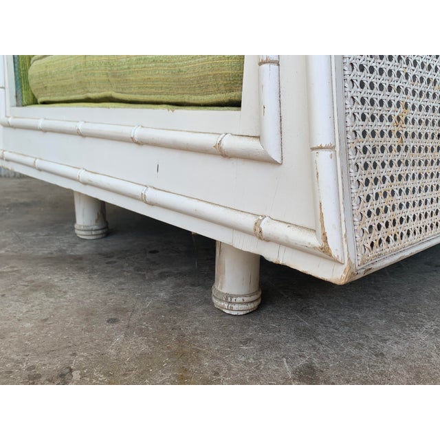 Hollywood Regency Faux Bamboo Lounge Chairs With Cane Back - a Pair For Sale - Image 11 of 12