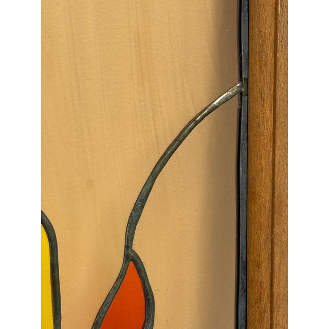 Tori Framed Stained Glass Wood Panel With Leaves, Vintage For Sale - Image 12 of 12