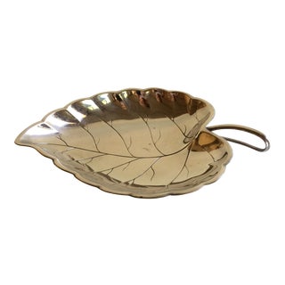 Vintage German Silver Plated Leaf Dish For Sale