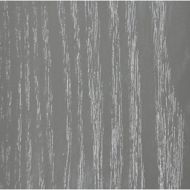 Farmhouse Matthew Izzo Home - Shane Gray Cerused Oak and Matte White Lacquer Side Table With Acrylic and Brass Draw Pulls For Sale - Image 3 of 4