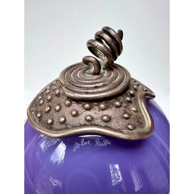 Amethyst John Ruth “Flower Ball” Studio Glass and Sterling Silver Sculpture, 1990s For Sale - Image 8 of 16