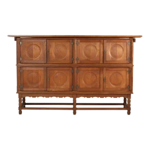 Tall Oak Sideboard With Eight Circular Doors by Henry Kjaernulf