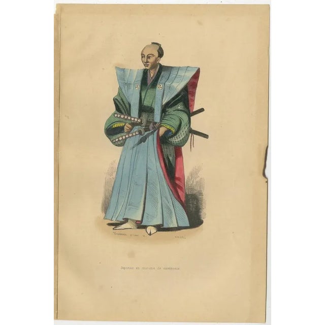 Auguste Wahlen, Depictions of Japanese Costumes, 1844, Handcolored Prints, Set of 6 For Sale - Image 6 of 8