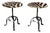 Pair of Midcentury French Guéridon Tables with Zebra Hide and Iron Tripod Bases For Sale