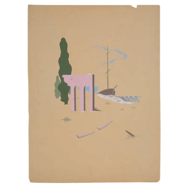 Watercolor by Boris Lacroix, France, Art Deco, 1930s For Sale