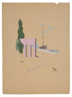 Watercolor by Boris Lacroix, France, Art Deco, 1930s