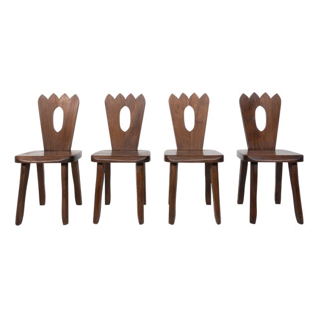 Brutalist Elm Chairs in the style of Olavi Hanninen, 1960s, Set of 4 For Sale