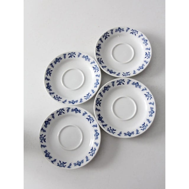 Vintage Porsgrund Varefakta Porcelain Tea Cup & Saucers Sets of 4 For Sale - Image 6 of 11