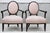 Pink Barbara Barry Baker Furniture Pink Mahogany Frame Oval X Back Lounge Chairs a Pair For Sale - Image 8 of 8