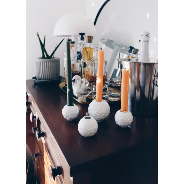 Mid Century Modern Glazed White Porcelain Botanical Candle/Vase Set by Hutschenreuther Germany - 4 Piece Set For Sale - Image 9 of 13
