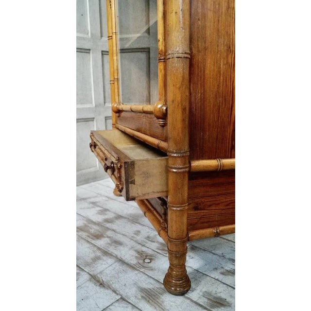 Brown Victorian Glazed Faux Bamboo Bookcase, 1880s For Sale - Image 8 of 11
