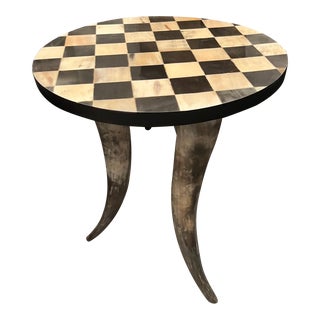 Late 20th Century Checkerboard Horn Side Table For Sale