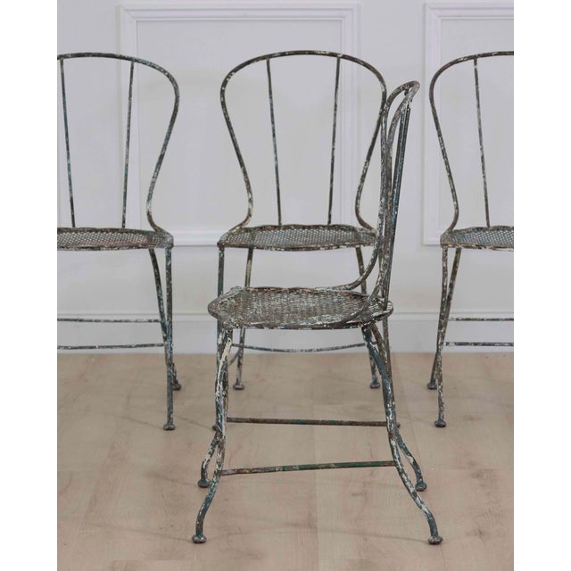 Set of Four French 19th Century Wrought Iron Garden Chairs For Sale - Image 4 of 7
