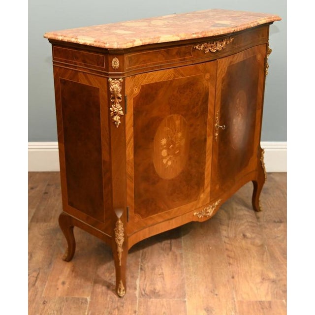 Brown Vintage Buffet in Walnut and Marble, 1920 For Sale - Image 8 of 11