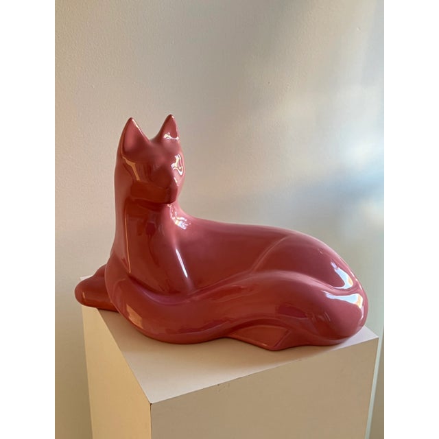 1980s Postmodern Pink Ceramic Cat Sculpture by Haeger For Sale In New York - Image 6 of 6