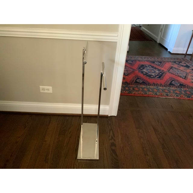 Sleek modern double towel rack in polished chrome. Elevate your bath with this beauty. Extremely well constructed and...