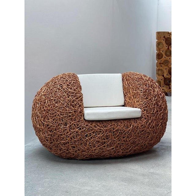 Woven Rattan Wicker Egg Nest Lounge Chair, Switzerland, 1990s For Sale - Image 10 of 10
