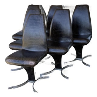 Cattelan Italia Betty Embossed Crocodile Dining Room Chairs, Set of Six For Sale