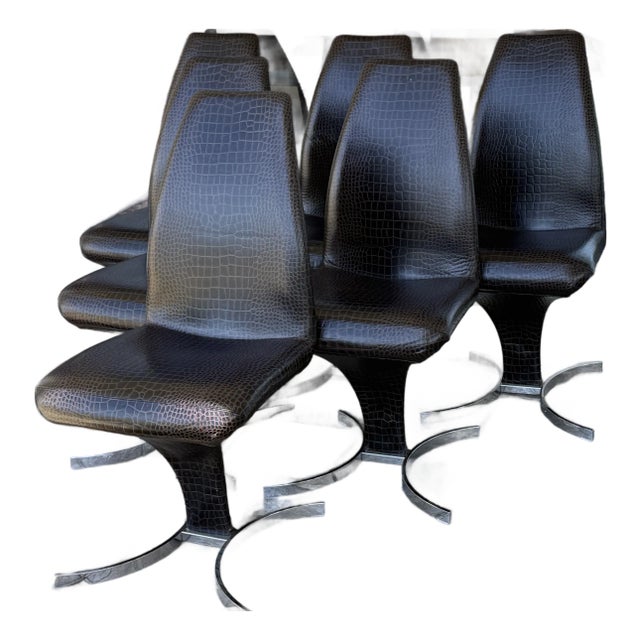 Cattelan Italia Betty Embossed Crocodile Dining Room Chairs, Set of Six For Sale
