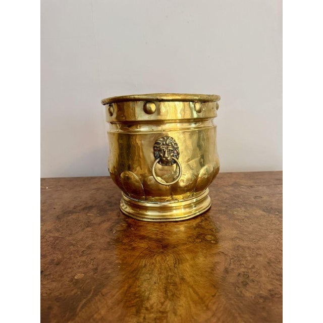 Antique Victorian Brass Jardiniere, 1880 For Sale - Image 4 of 6