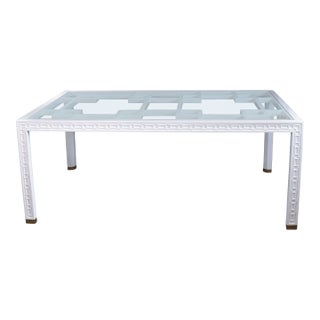 Hollywood Regency Fretwork and Brass Dining Table For Sale