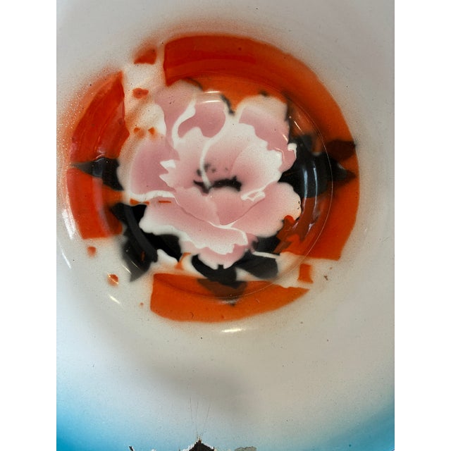 Vintage Hand Painted Enamel Bowl With Floral Motif For Sale In Oklahoma City - Image 6 of 11