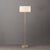 Mid-Century Modern Slimline Floor Lamp, Modern Weathered Brass Steel, White Linen Drum Shade, 61" Tall, Body Dimmer For Sale - Image 3 of 6