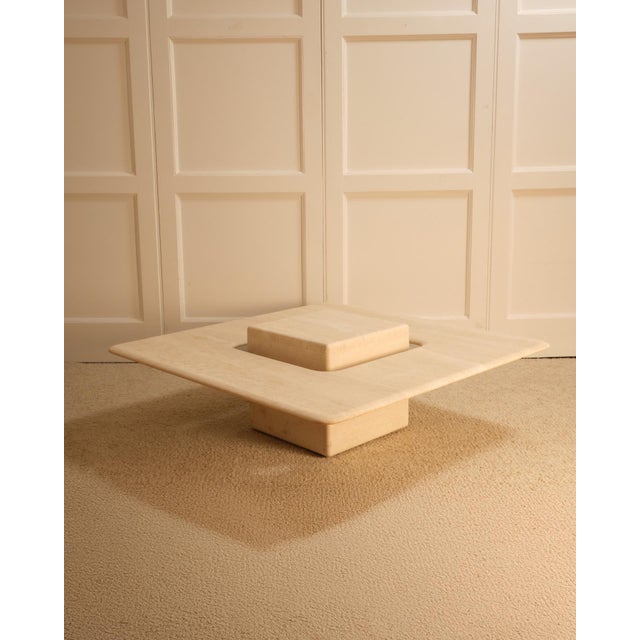 Glass Saturn Coffee Table in Travertine, 1990s For Sale - Image 7 of 10