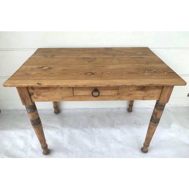 Wood Wabi-Sabi Country Rustic Table with Drawer, 1900s For Sale - Image 7 of 18
