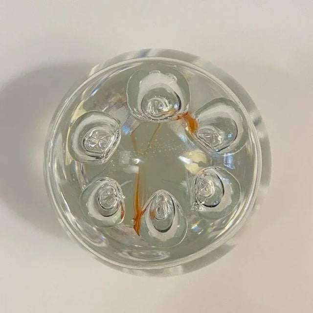 Transparent 1980s Clear Hand Blown Art Glass Paperweight For Sale - Image 8 of 12