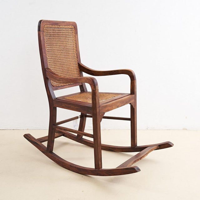 Textile Vienna Straw Rocking Chair, Early 1900s For Sale - Image 7 of 7