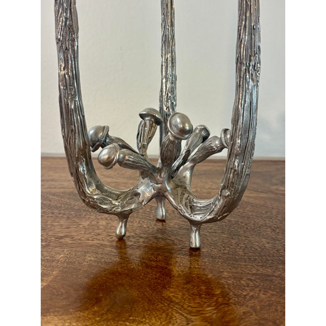 Mid 20th Century Vintage Castor Cooper Signed Pewter Brutalist Three Light Candelabra For Sale - Image 5 of 6