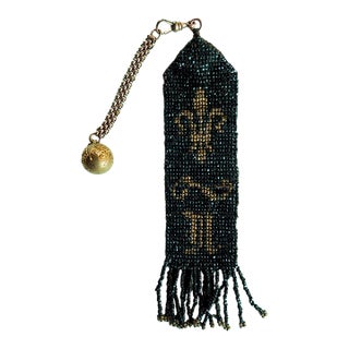 Early 20th Century Beaded Fleur De Lis Fob or Bookmark For Sale