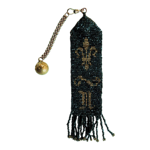 Early 20th Century Beaded Fleur De Lis Fob or Bookmark