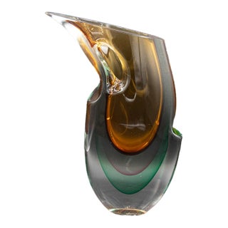 1990s Silvano Signoretto Murano Triple Sommerso Art Glass Sculpture - 14" H For Sale