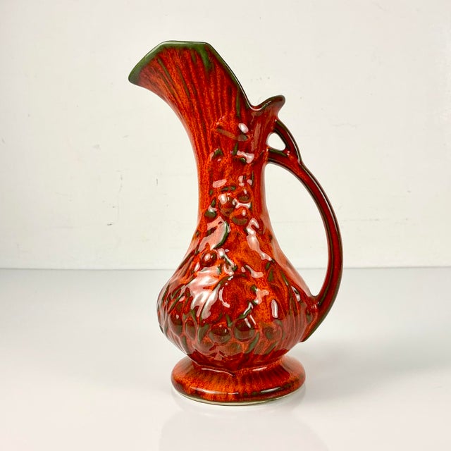 Pottery Craft USA Mid-Century Boho Chic Mediterranean U-S-a Pottery Ewer Shaped Ceramic Vase Pitcher. For Sale - Image 4 of 15