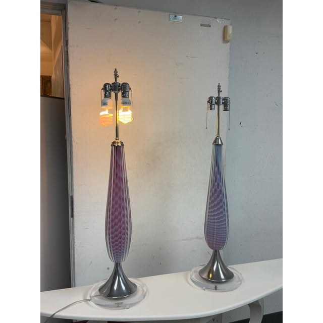 DWM Maloos Custom Design Opalescent Murano Table Lamps, Pair For Sale - Image 11 of 12