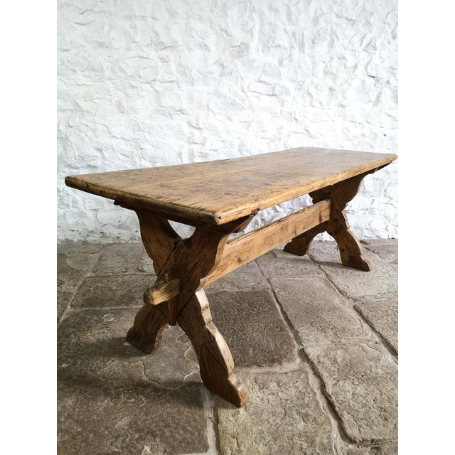 Rustic Antique Swedish Pine X Frame Tavern Table, 1700s For Sale - Image 3 of 18