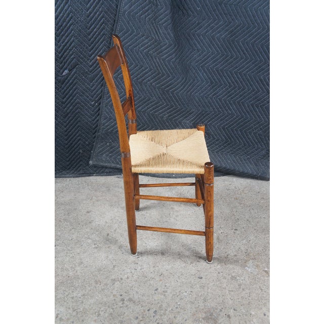 Early 20th Century 2 Antique Shaker Style Maple Woven Rush Country Farmhouse Dining Side Chairs For Sale - Image 5 of 12